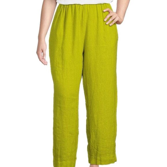 Bryn Walker Casbah Vireo Green Pull On Wide Leg Tapered Crop Pants Sz M - Picture 1 of 9